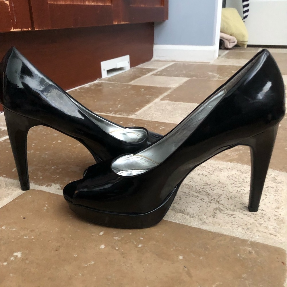 Rampage black peep toe heels